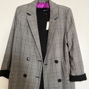 New Madewell Caldwell Plaid Double Breasted Blazer